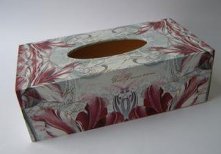 Krabička dřevěná na papírové kapesníky - Tulipány