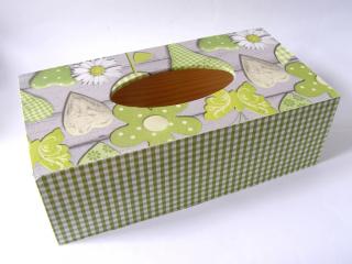 Krabička dřevěná na papírové kapesníky - V zelené