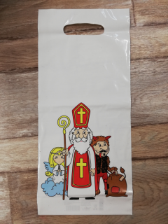 Mikulášská taška s výsekem - mikuláš, anděl a čert - 18x40cm