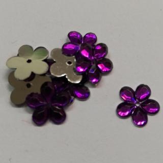 Našívací korálky kabošony květinka fialová - 12mm