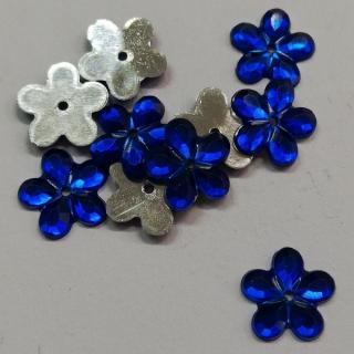 Našívací korálky kabošony květinka tmavě modrá - 12mm