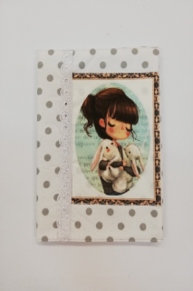 Obal na knihu nebo diář - 15,5 x 21,5 cm -  holčička s králíčky