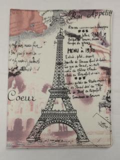 Obal na knihu nebo diář - 17 x 22,5 cm -  Eiffelova věž a písmo