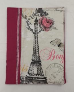 Obal na knihu nebo diář - 17 x 22,5 cm -  Eiffelovka a růže