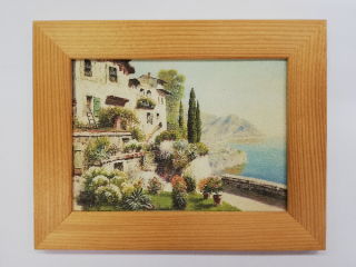 Obraz - 13 x 18 cm - Zahrada s výhledem na moře