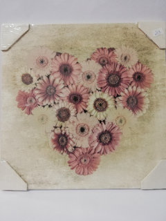 Obraz na desce 30 x 30 cm - Srdce z gerber