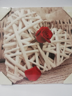 Obraz na desce 30 x 30 cm - Srdce z proutí