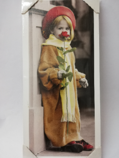 Obraz na desce 47 x 22 cm - Holčička s růží