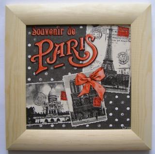 Obrázek 15 x 15 cm - dřevěný rámeček  - Paris souvenir