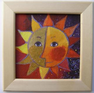 Obrázek 15 x 15 cm - dřevěný rámeček - Wachtmeister - Slunce