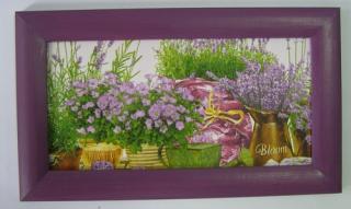 Obrázek 19 x 35 cm rámeček malovaný - Levandulové zátiší