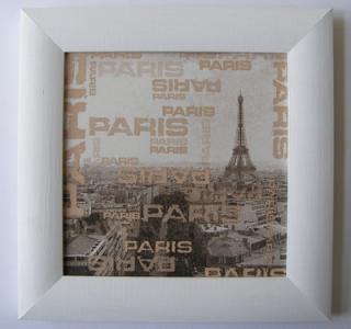 Obrázek dřevěný malovaný rámeček 19 x 19 cm - Hnědá Paříž