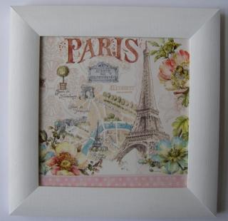 Obrázek dřevěný malovaný rámeček 19 x 19 cm - Paris