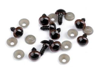 Oči glitrové s pojistkou Ø10 mm - hnědé - sada 2ks