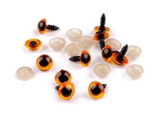 Oči glitrové s pojistkou Ø10 mm - jantarové - sada 2ks