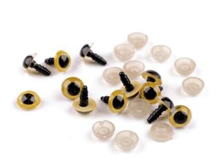 Oči glitrové s pojistkou Ø10 mm - žluté - sada 2ks