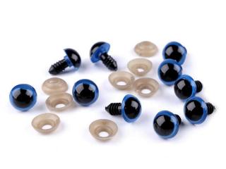 Oči glitrové s pojistkou Ø14 mm - modré - sada 2ks