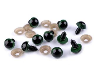 Oči glitrové s pojistkou Ø14 mm - zelené - sada 2ks
