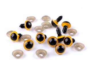 Oči glitrové s pojistkou Ø14 mm - žluté - sada 2ks