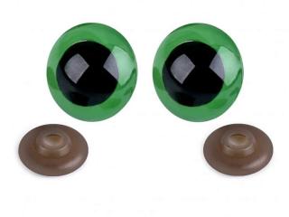 Oči glitrové s pojistkou Ø26 mm - zelené - sada 2ks