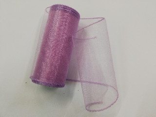 Organza šíře 12 cm obšitá - barva 04 světle fialová (cena za metr)
