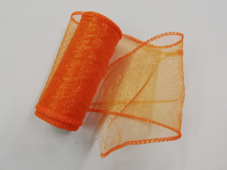 Organza šíře 12 cm obšitá - barva 05 oranžová (cena za metr)