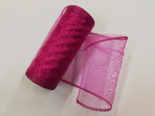 Organza šíře 12 cm obšitá - barva 06 fuchsiová (cena za metr)