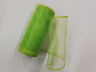 Organza šíře 12 cm obšitá - barva 102 světle zelená (cena za metr)