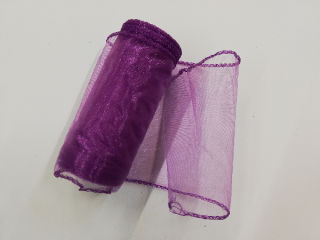 Organza šíře 12 cm obšitá - barva 105 tmavě fialová (cena za metr)