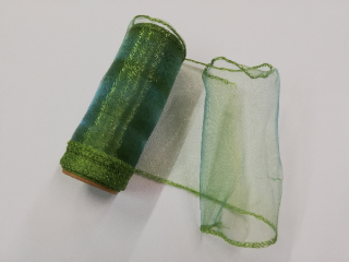 Organza šíře 12 cm obšitá - barva 118 zelená oliva (cena za metr)