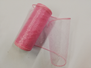 Organza šíře 12 cm obšitá - barva 3 růžová (cena za metr)