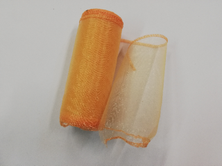 Organza šíře 12 cm obšitá - barva 76 lososová (cena za metr)