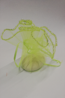 Organzový měšec neon zelený 26cm