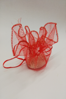Organzový měšec s tečkami červený 26cm