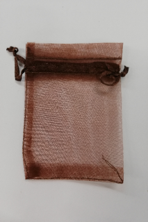 Organzový sáček - 9 x 7 cm - hnědý