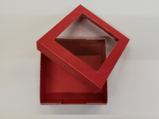 Papírová dárková krabička z vlnité lepenky - červená - 3x10x10 cm