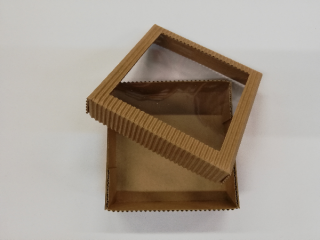 Papírová dárková krabička z vlnité lepenky - hnědá - 3x10x10 cm