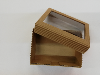 Papírová dárková krabička z vlnité lepenky - hnědá - 4x10x7,5 cm