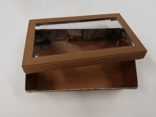 Papírová dárková krabička z vlnité lepenky - hnědá - 7x22x13 cm