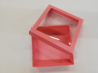 Papírová dárková krabička z vlnité lepenky - růžová - 3x10x10 cm