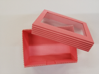Papírová dárková krabička z vlnité lepenky - růžová - 4x10x7,5 cm