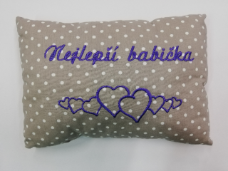 Polštářek 30 x 20 cm s dutým vláknem béžový- výšivka Nejlepší babička