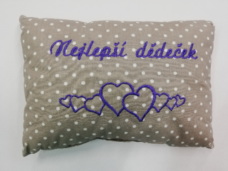 Polštářek 30 x 20 cm s dutým vláknem béžový- výšivka Nejlepší dědeček