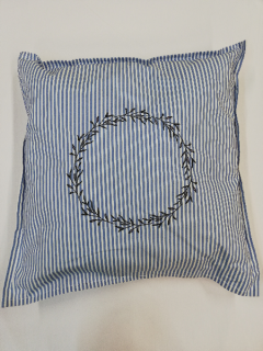 Polštářek 40 x 40 cm duté vlákno modrý proužek - vavřínový věnec