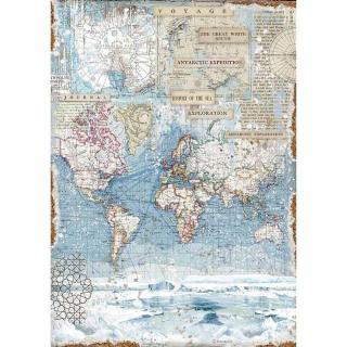Rýžový papír A3 pro tvoření - Historie, modré, mapy, svět - DFSA3078 (SKLADEM)
