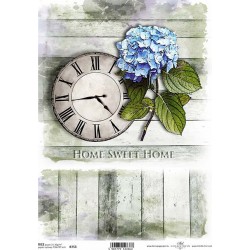 Rýžový papír A4 pro tvoření - Home sweet home, hortenzie - R753