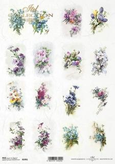 Rýžový papír A4 pro tvoření - Květinky, malé motivy - R1991 (SKLADEM)