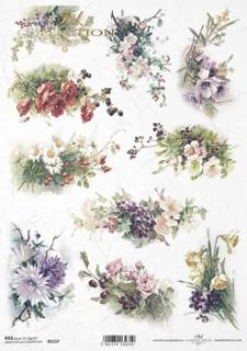 Rýžový papír A4 pro tvoření - Květinky, více motivů - R1157