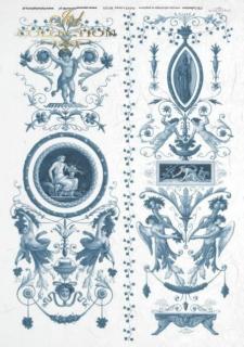 Rýžový papír A4 pro tvoření - Modré ornamenty - R59