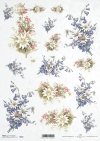 Rýžový papír A4 pro tvoření - Modré zvonky kopretiny květiny - R652